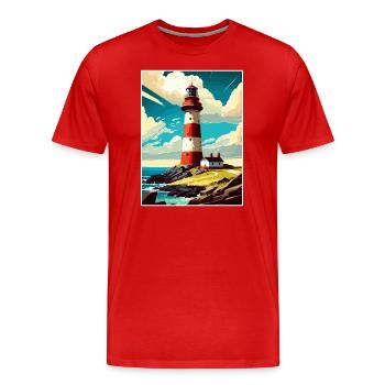 Plymouth Angleterre Vintage voyage affiche Souvenir - T-shirt bio Premium Homme - rouge - Devant - Damien (186cm)