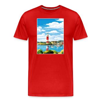 Plymouth Angleterre Vintage voyage affiche Souvenir - T-shirt bio Premium Homme - rouge - Devant - Damien (186cm)