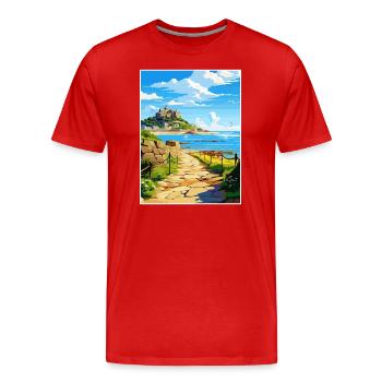 Marazion Cornwall Vintage Reiseposter Souvenir - Männer Premium Bio T-Shirt - Rot - Vorne - Damien (186cm)