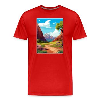 Parc national de Zion Utah Vintage Travel Poster WPA - T-shirt bio Premium Homme - rouge - Devant - Damien (186cm)