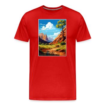 Parc national de Zion Utah Vintage Travel Poster WPA - T-shirt bio Premium Homme - rouge - Devant - Damien (186cm)