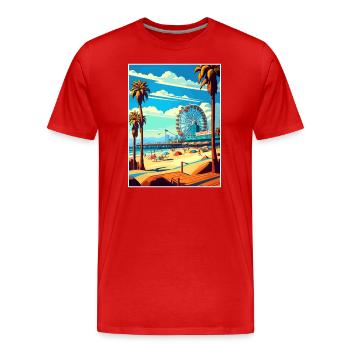 Santa Monica Kalifornien Vintage Reiseposter WPA - Männer Premium Bio T-Shirt - Rot - Vorne - Damien (186cm)