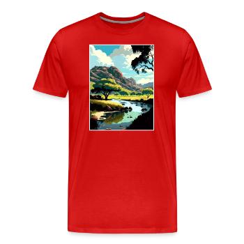 Malibu Creek Californie Vintage voyage affiche WPA - T-shirt bio Premium Homme - rouge - Devant - Damien (186cm)