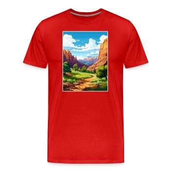 Parc national de Zion Utah Vintage Travel Poster WPA - T-shirt bio Premium Homme - rouge - Devant - Damien (186cm)