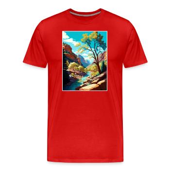 Oak Creek Canyon Arizona Vintage Travel Poster WPA - Men's Premium Organic T-Shirt - red - Front - Damien (186cm)