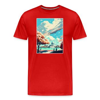 Washington Dc Vereinigte Staaten Vintage Reiseposter - Männer Premium Bio T-Shirt - Rot - Vorne - Damien (186cm)
