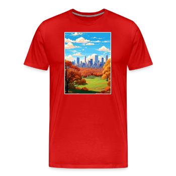 Central Park État de New York Vintage affiche de voyage - T-shirt bio Premium Homme - rouge - Devant - Damien (186cm)