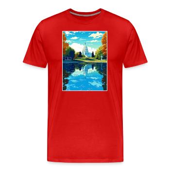Washington Dc Vereinigte Staaten Vintage Reiseposter - Männer Premium Bio T-Shirt - Rot - Vorne - Damien (186cm)