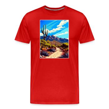 Catalina State Park Arizona Vintage Travel Poster - Men's Premium Organic T-Shirt - red - Front - Damien (186cm)