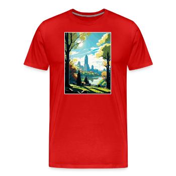 Central Park État de New York Vintage affiche de voyage - T-shirt bio Premium Homme - rouge - Devant - Damien (186cm)