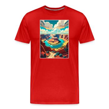 Horseshoe Bend National Park Vintage Reiseposter - Männer Premium Bio T-Shirt - Rot - Vorne - Damien (186cm)
