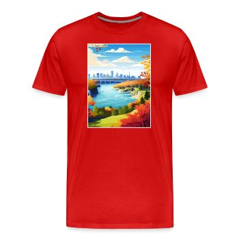Niagara Falls New York State Vintage-Reiseposter - Männer Premium Bio T-Shirt - Rot - Vorne - Damien (186cm)