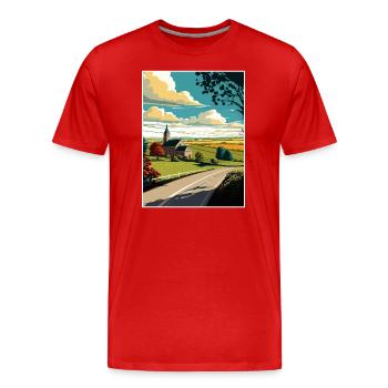 Lancaster County Pennsylvania Travel Poster - Men's Premium Organic T-Shirt - red - Front - Damien (186cm)