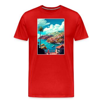 Catalina Island California Vintage Travel Poster - Men's Premium Organic T-Shirt - red - Front - Damien (186cm)