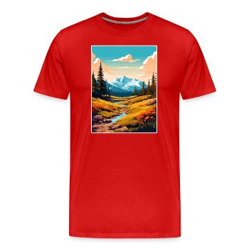 Mount Washington New Hampshire Travel Poster - Men's Premium Organic T-Shirt - red - Front - Damien (186cm)