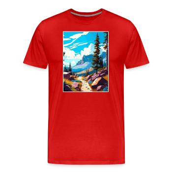 Pacific Crest Trail California Travel Poster - Men's Premium Organic T-Shirt - red - Front - Damien (186cm)