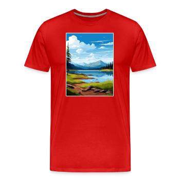 Tongrass National Forest Alaska Reiseposter - Männer Premium Bio T-Shirt - Rot - Vorne - Damien (186cm)