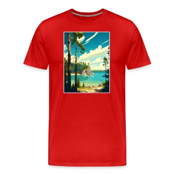 Affiche de voyage du parc d’État de la péninsule du Wisconsin - T-shirt bio Premium Homme - rouge - Devant - Damien (186cm)