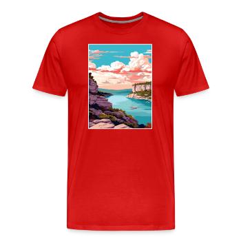 Mount Bonnell Texas Vintage Reiseposter Souvenir - Männer Premium Bio T-Shirt - Rot - Vorne - Damien (186cm)