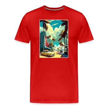 South Beach Florida Vintage Reiseposter Souvenir - Männer Premium Bio T-Shirt - Rot - Vorne - Damien (186cm)