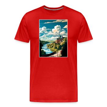 Altoona Pennsylvanie Vintage voyage affiche WPA Art - T-shirt bio Premium Homme - rouge - Devant - Damien (186cm)