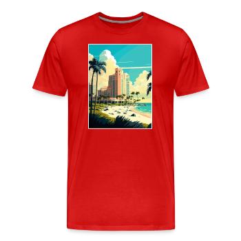 Marco Island Floride Vintage voyage affiche WPA Art - T-shirt bio Premium Homme - rouge - Devant - Damien (186cm)