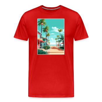 South Beach Texas Vintage Reiseposter Souvenir - Männer Premium Bio T-Shirt - Rot - Vorne - Damien (186cm)