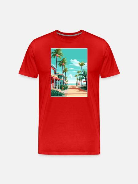 South Beach Texas Vintage Travel Poster Souvenir - Men's Premium Organic T-Shirt - red