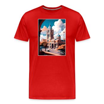 San Antonio Texas Vintage Reiseposter Souvenir - Männer Premium Bio T-Shirt - Rot - Vorne - Damien (186cm)
