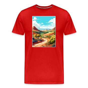 Mount Scott Texas Vintage Reiseposter Souvenir - Männer Premium Bio T-Shirt - Rot - Vorne - Damien (186cm)