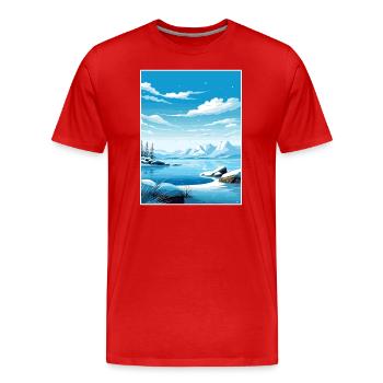 Pôle Nord Alaska Vintage voyage affiche Souvenir - T-shirt bio Premium Homme - rouge - Devant - Damien (186cm)