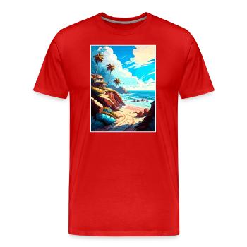 Malibu California Vintage Reiseposter Souvenir - Männer Premium Bio T-Shirt - Rot - Vorne - Damien (186cm)