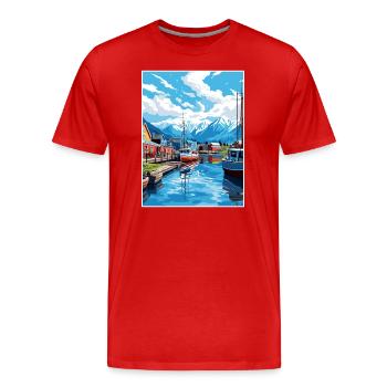 Valdez Alaska Vintage Voyage Poster WPA Souvenir - T-shirt bio Premium Homme - rouge - Devant - Damien (186cm)