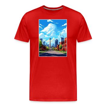 Calgary, Canada, Affiche de voyage vintage, WPA, Souvenir - T-shirt bio Premium Homme - rouge - Devant - Damien (186cm)