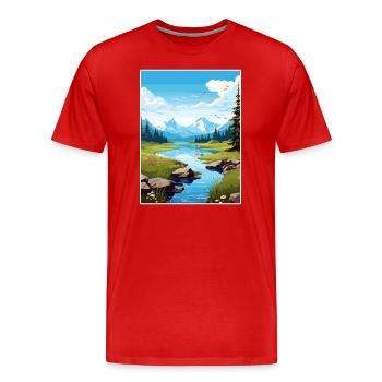 Verstecktes Lake Alaska Vintage Reiseposter Souvenir - Männer Premium Bio T-Shirt - Rot - Vorne - Damien (186cm)