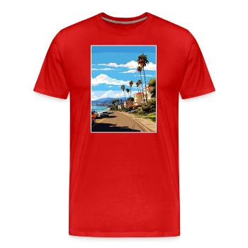 Ventura Californie Vintage voyage affiche Souvenir - T-shirt bio Premium Homme - rouge - Devant - Damien (186cm)
