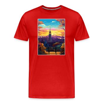 Manhattan New York Vintage Reiseposter Souvenir - Männer Premium Bio T-Shirt - Rot - Vorne - Damien (186cm)