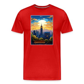 Manhattan New York Vintage Reiseposter Souvenir - Männer Premium Bio T-Shirt - Rot - Vorne - Damien (186cm)
