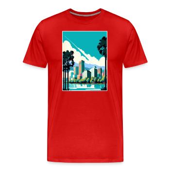 Oakland Kalifornien Vintage Reiseposter Souvenir - Männer Premium Bio T-Shirt - Rot - Vorne - Damien (186cm)
