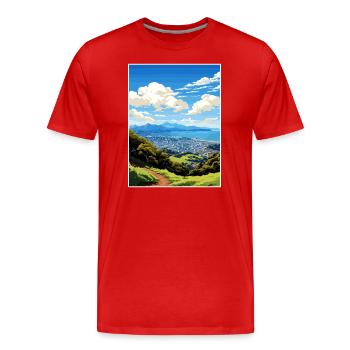 Mount Victoria Neuseeland Vintage Reiseposter - Männer Premium Bio T-Shirt - Rot - Vorne - Damien (186cm)