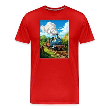 Puffing Billy Railway Vintage Affiche de voyage WPA - T-shirt bio Premium Homme - rouge - Devant - Damien (186cm)