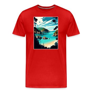 Abel Tasman Neuseeland Vintage Reiseposter WPA - Männer Premium Bio T-Shirt - Rot - Vorne - Damien (186cm)