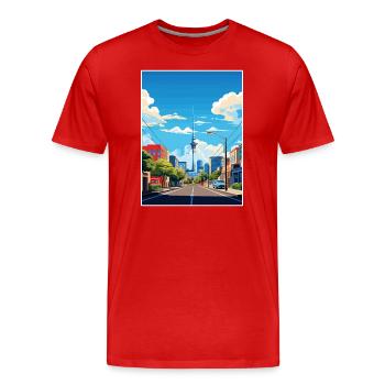 Auckland Nouvelle-Zélande Nz Vintage voyage affiche WPA - T-shirt bio Premium Homme - rouge - Devant - Damien (186cm)