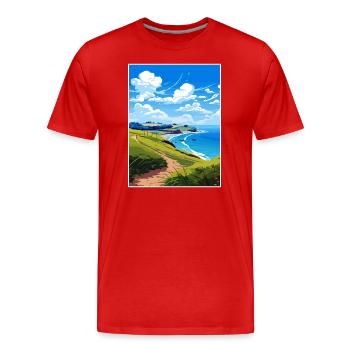 Coromandel-Halbinsel Neuseeland Reiseposter - Männer Premium Bio T-Shirt - Rot - Vorne - Damien (186cm)