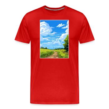 Hauraki Rail Trail New Zealand Travel Poster - Men's Premium Organic T-Shirt - red - Front - Damien (186cm)
