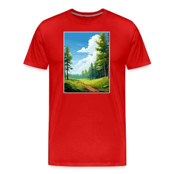 Kaitoke Regional Park Neuseeland Reiseposter - Männer Premium Bio T-Shirt - Rot - Vorne - Damien (186cm)