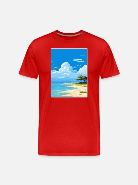 Lady Elliot Island Australia Deco Travel Poster - Men's Premium Organic T-Shirt - red