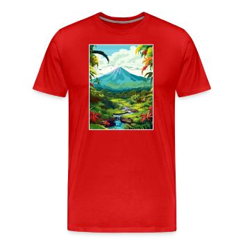 Costa Rica Arenal Volcan Caraïbes Affiche de voyage - T-shirt bio Premium Homme - rouge - Devant - Damien (186cm)