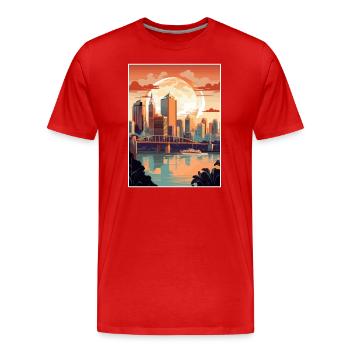 Brisbane Australie Vintage voyage affiche Souvenir - T-shirt bio Premium Homme - rouge - Devant - Damien (186cm)