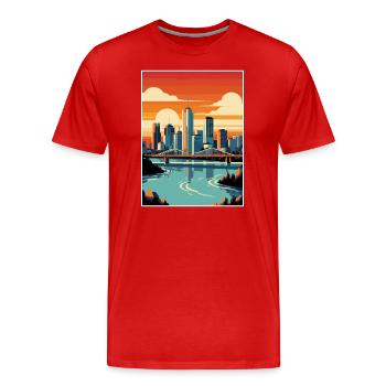 Brisbane Australie Vintage voyage affiche Souvenir - T-shirt bio Premium Homme - rouge - Devant - Damien (186cm)